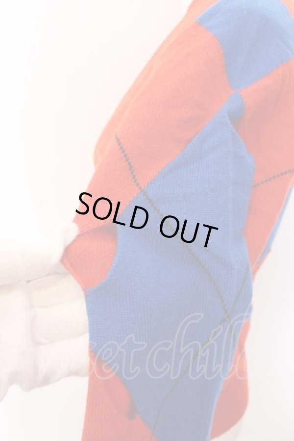 画像4: ヴィヴィアンウエストウッド 中古 / Johnstons of Elginコラボニットカーディガン XS レッドxブルー  O-25-03-09-017-to-YM-ZH (4)