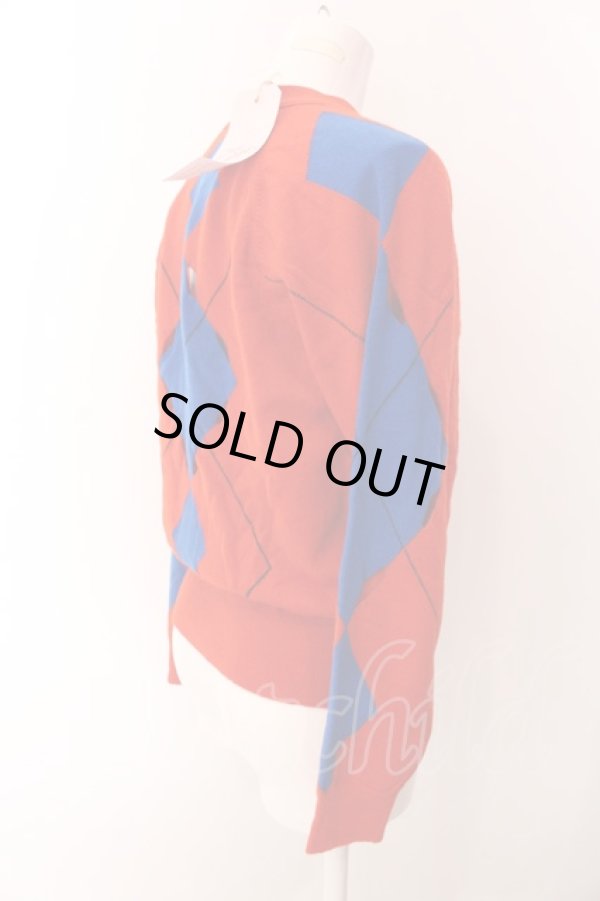 画像6: ヴィヴィアンウエストウッド 中古 / Johnstons of Elginコラボニットカーディガン XS レッドxブルー  O-25-03-09-017-to-YM-ZH (6)