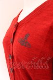 画像2: ANGLOMANIA 中古 / 単色オーブ刺繍リブカーディガン S レッド  O-25-03-09-018-to-YM-OS (2)