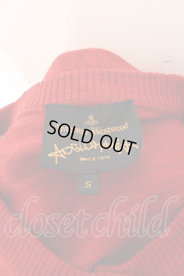 画像6: ANGLOMANIA 中古 / 単色オーブ刺繍リブカーディガン S レッド  O-25-03-09-018-to-YM-OS (6)