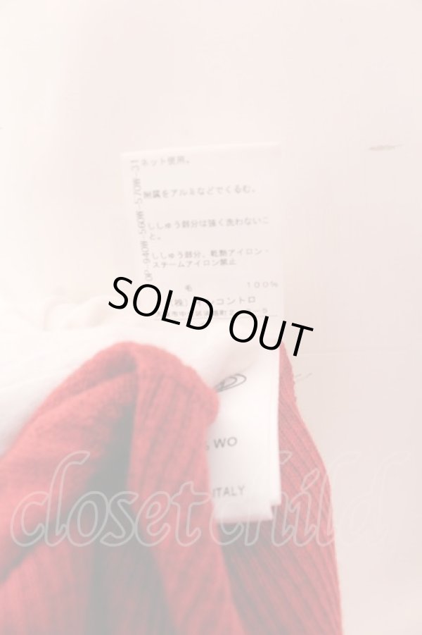 画像7: ANGLOMANIA 中古 / 単色オーブ刺繍リブカーディガン S レッド  O-25-03-09-018-to-YM-OS (7)