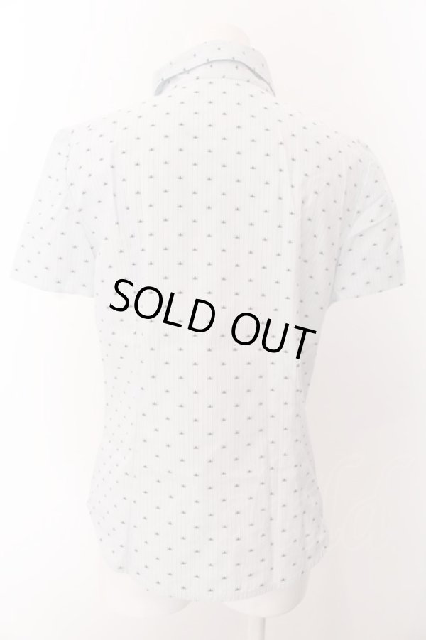 画像6: ヴィヴィアンウエストウッド 中古 / マイクロオーブストライプ半袖ブラウス 3 サックス  O-25-03-09-031-bl-YM-OS (6)