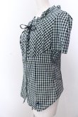 画像2: ヴィヴィアンウエストウッド 中古 / ギンガム半袖シャツ 3 グリーン  O-25-03-09-032-bl-YM-OS (2)