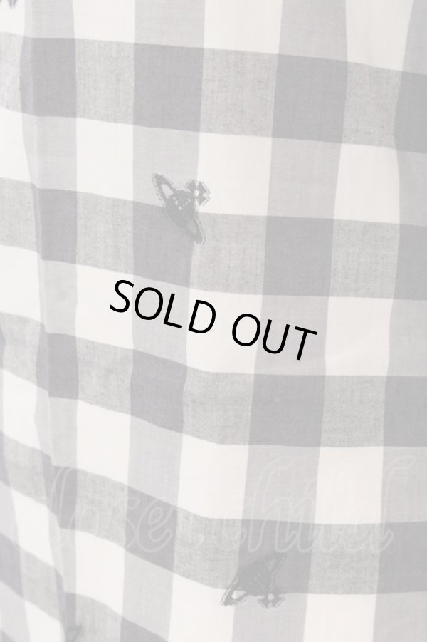 画像3: ヴィヴィアンウエストウッド 中古 / ブロックチェックオーブリボンブラウス 2 グレー  O-25-03-09-033-bl-YM-OS (3)