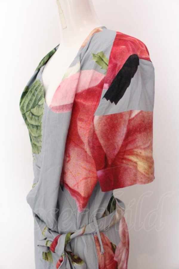 画像2: ANGLOMANIA 中古 / ローズドレープワンピース 40 マルチ(サックス)  O-25-03-09-036-op-YM-ZH (2)