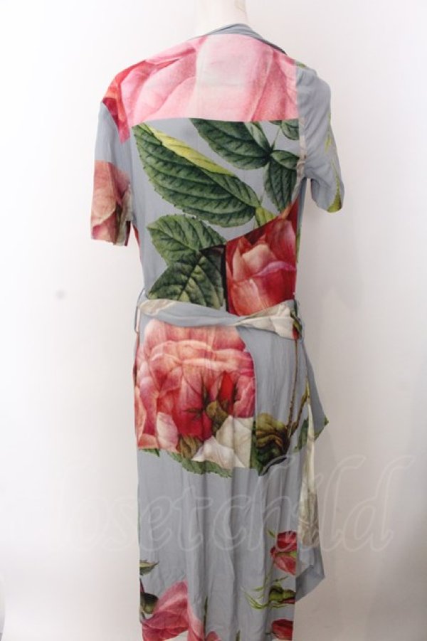 画像4: ANGLOMANIA 中古 / ローズドレープワンピース 40 マルチ(サックス)  O-25-03-09-036-op-YM-ZH (4)