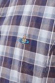 画像3: ヴィヴィアンウエストウッド MAN 中古 / カラーオーブ刺繍半袖チェックブラウス 46 ブルー系  O-25-03-09-044-bl-IG-OS (3)