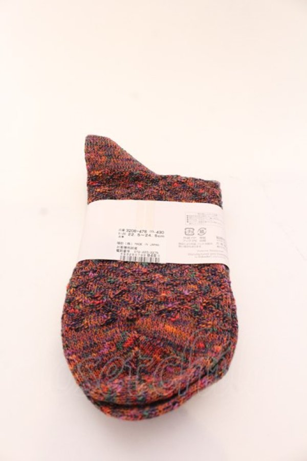 画像2: ヴィヴィアンウエストウッド 中古 / デザインニットソックス 22.5-24.5 オレンジミックス  O-25-03-09-063-gd-YM-ZH (2)