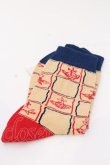 画像2: ヴィヴィアンウエストウッド 中古 / デザインソックス 22.5-24.5 ネイビーｘベージュ  O-25-03-09-086-gd-YM-OS (2)