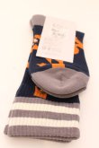 画像2: ヴィヴィアンウエストウッド 中古 / デザインニットソックス 22.5-24.5 ネイビーｘオレンジｘグレー  O-25-03-09-090-gd-YM-OS (2)