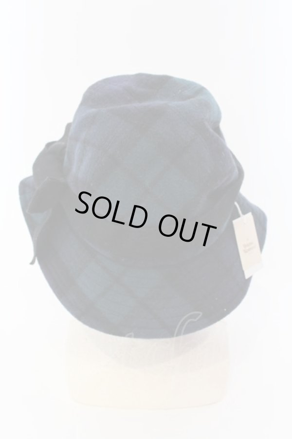 画像5: ヴィヴィアンウエストウッド 中古 / リボンチェックハット S-M グリーン  O-25-03-16-029-ha-YM-ZH (5)