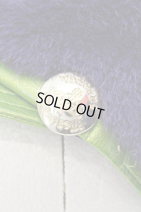 画像4: ヴィヴィアンウエストウッド 中古 / ファーキャップ S-M パープルｘグリーン  O-25-03-16-037-ha-YM-ZH (4)