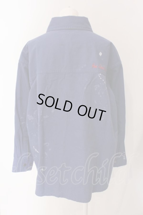 画像5: ヴィヴィアンウエストウッド 中古 / ヘリンボンツイルスプラッシュペイントワークシャツジャケット  ブルー  O-25-03-16-009-jc-IG-OS (5)