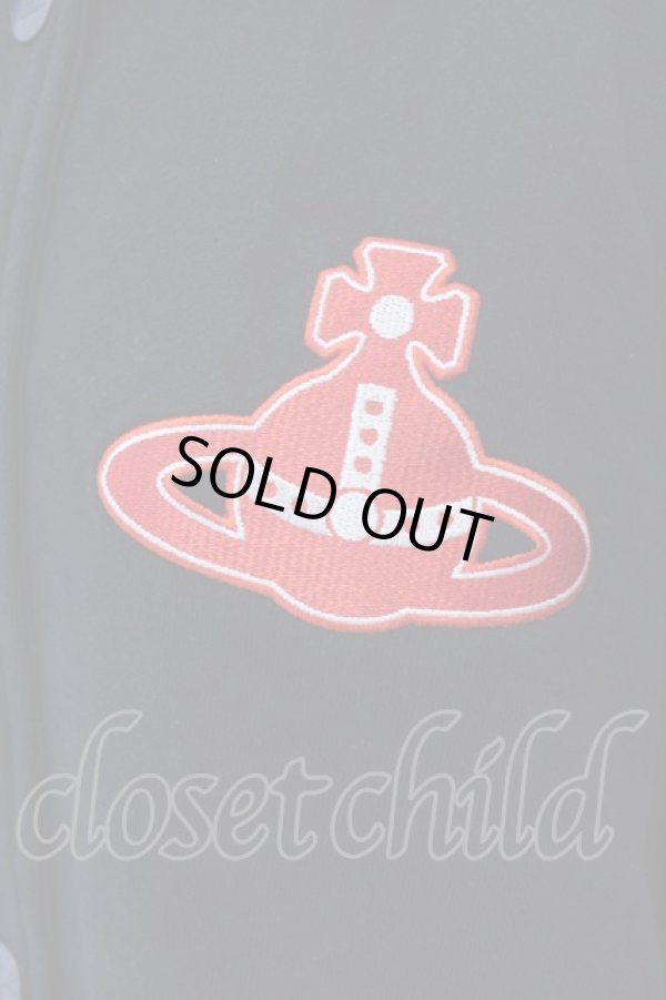 画像2: ヴィヴィアンウエストウッド 中古 / オーガニックコットン裏毛バーシティ-ジャケット 00 ブラック×ホワイト×レッド  O-25-03-16-013-jc-IG-OS (2)