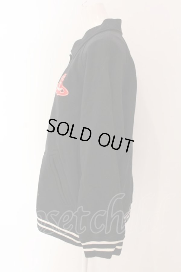 画像3: ヴィヴィアンウエストウッド 中古 / オーガニックコットン裏毛バーシティ-ジャケット 00 ブラック×ホワイト×レッド  O-25-03-16-013-jc-IG-OS (3)
