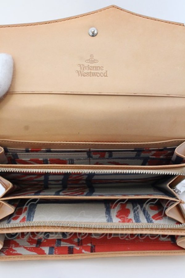 画像4: ヴィヴィアンウエストウッド 中古 / レザークロコ長財布  ベージュ  O-25-03-23-030-wa-IG-OS (4)