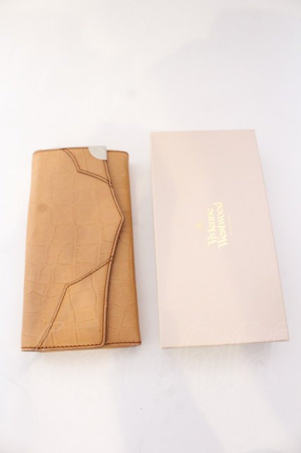 画像6: ヴィヴィアンウエストウッド 中古 / レザークロコ長財布  ベージュ  O-25-03-23-030-wa-IG-OS (6)