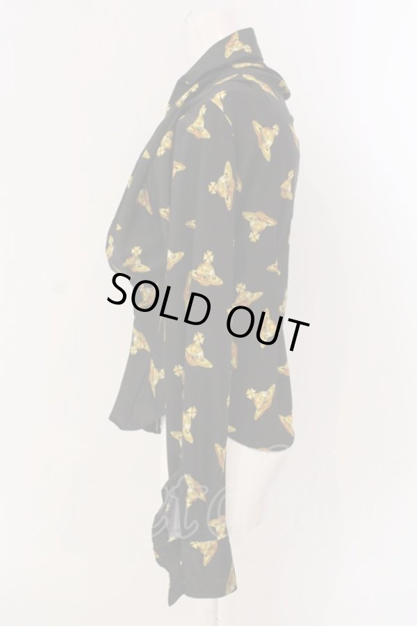 画像2: ヴィヴィアンウエストウッド 中古 / PRINTED CREPE DE CHINE DRUNKEN シャツ 40 ブラック  O-25-03-23-012-bl-YM-ZH (2)