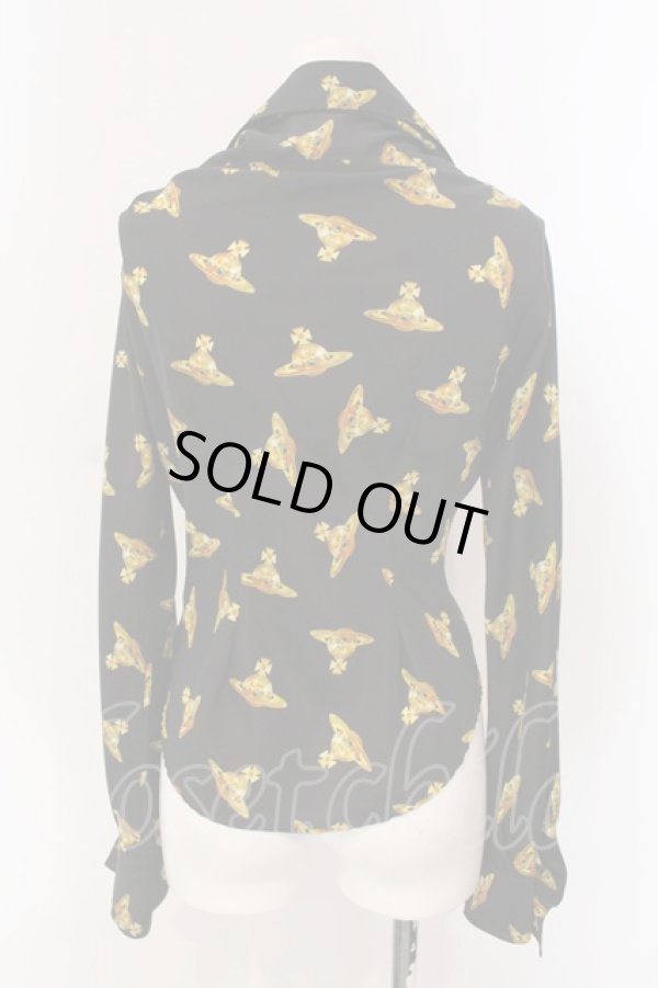画像4: ヴィヴィアンウエストウッド 中古 / PRINTED CREPE DE CHINE DRUNKEN シャツ 40 ブラック  O-25-03-23-012-bl-YM-ZH (4)