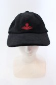 画像2: ヴィヴィアンウエストウッド 中古 / “Conduit Street London” ベロアキャップ  ブラック×ホワイト  O-25-04-06-037-ha-IG-OS (2)