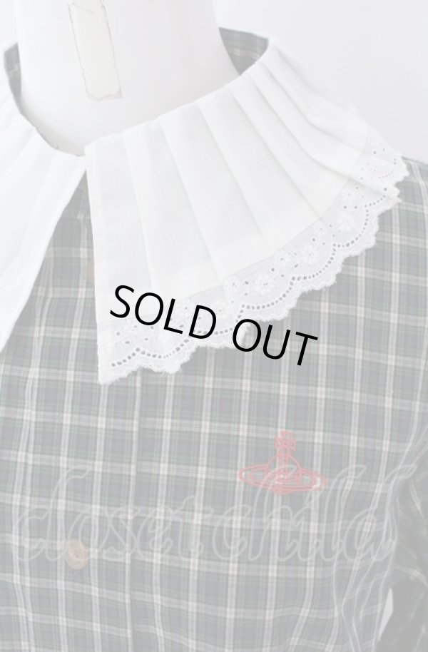 画像2: ヴィヴィアンウエストウッド 中古 / オーガニックスプリーツシャツ 00 グリーンxホワイト  O-25-04-06-005-bl-YM-OS (2)