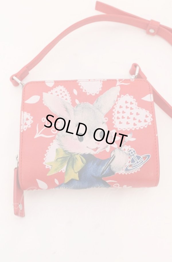 画像2: ヴィヴィアンウエストウッド 中古 / PAINTING BUNNY ショルダーウォレット  レッド  O-25-04-06-044-gd-YM-OS (2)