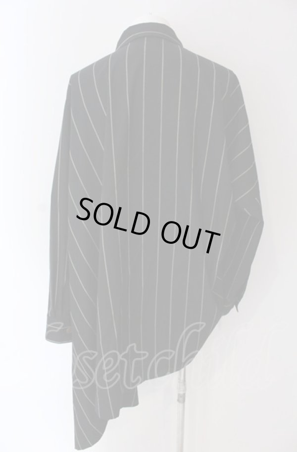画像4: ヴィヴィアンウエストウッド MAN 中古 / PINHEAD STRIPE アシンメトリーケープシャツ  ブラック  O-25-04-06-021-bl-YM-OS (4)