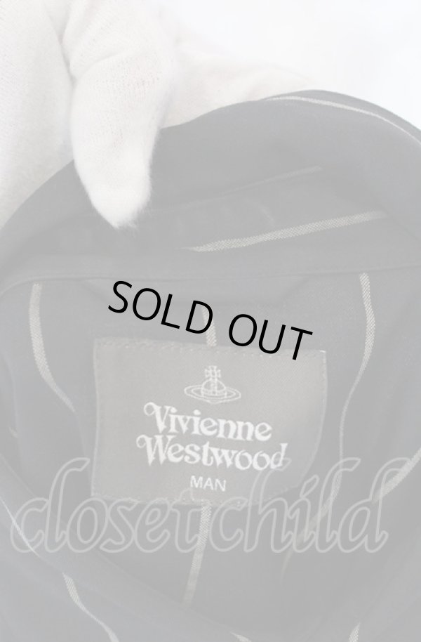 画像5: ヴィヴィアンウエストウッド MAN 中古 / PINHEAD STRIPE アシンメトリーケープシャツ  ブラック  O-25-04-06-021-bl-YM-OS (5)