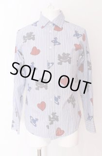 ヴィヴィアンウエストウッド　ハート総柄ブラウス　オーブ刺繍ボタン　Mサイズ Vivienne Westwood（シャツ/ブラウス(長袖/七分)）のフリマ