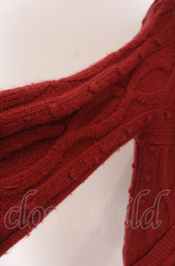 画像4: ヴィヴィアンウエストウッド 中古 / ケーブル編ミフード付キカーディガン 2 ワイン  O-25-04-13-007-to-YM-ZH (4)