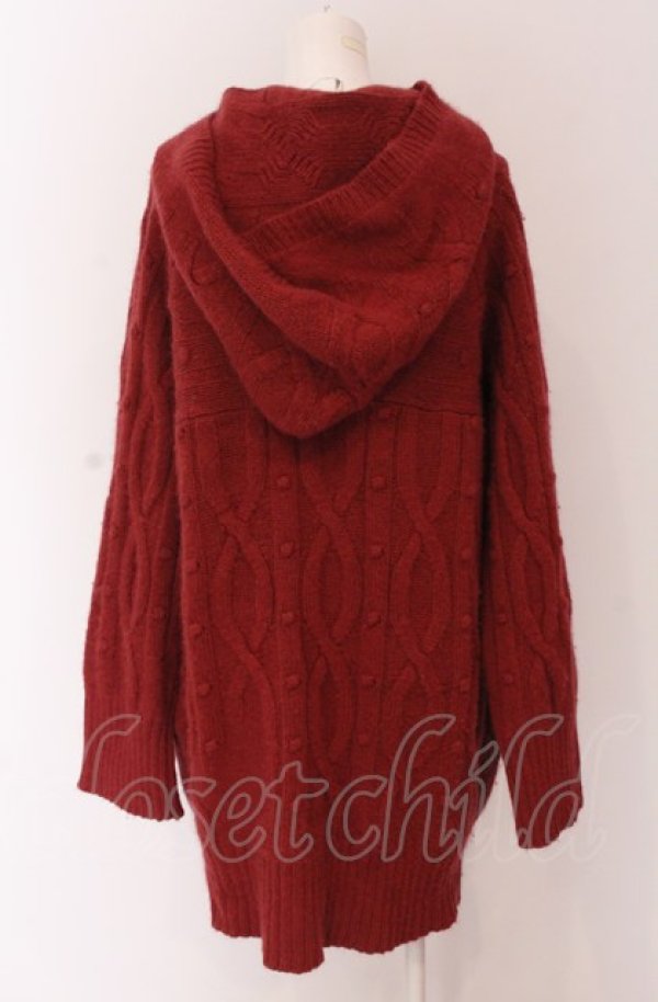 画像5: ヴィヴィアンウエストウッド 中古 / ケーブル編ミフード付キカーディガン 2 ワイン  O-25-04-13-007-to-YM-ZH (5)