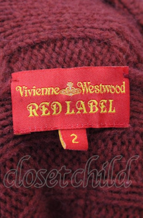 画像7: ヴィヴィアンウエストウッド 中古 / ケーブル編ミフード付キカーディガン 2 ワイン  O-25-04-13-007-to-YM-ZH (7)