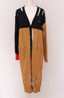 ヴィヴィアンウエストウッド MAN 中古 / ラメボーダーニットカーディガン 46 ブラウンＸゴールド  I-25-07-16-016-to-HD-ZI Vivienne Westwood - 美品 Vivienne Westwood MAN ヴィヴィアン