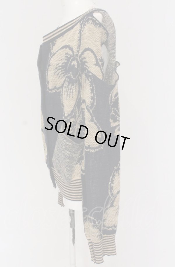 画像2: ヴィヴィアンウエストウッド 中古 / DANCING FLOWERS KNITカーディガン 00 ネイビーｘブラウン  O-25-04-13-010-to-YM-ZI (2)