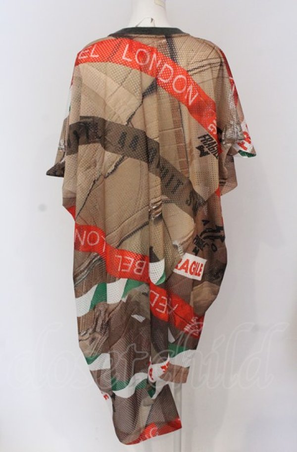 画像3: ヴィヴィアンウエストウッド 中古 / MESH TAPE PRINT カットアウトドレス 00 ブラウン系マルチ  O-25-05-11-019-op-YM-ZH (3)
