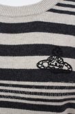 画像2: ヴィヴィアンウエストウッド 中古 / オーブ刺繍ボーダーニット 2 ベージュ×グレー  O-25-05-11-008-to-IG-OS (2)