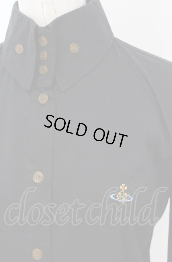 画像2: ヴィヴィアンウエストウッド 中古 / オーブ刺繍高襟ブラウス 42 ブラック  O-25-05-18-025-bl-YM-ZY (2)