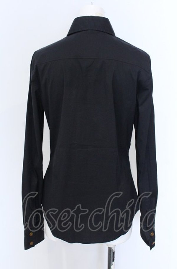 画像3: ヴィヴィアンウエストウッド 中古 / オーブ刺繍高襟ブラウス 42 ブラック  O-25-05-18-025-bl-YM-OS (3)