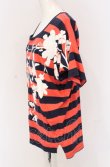 画像2: ヴィヴィアンウエストウッド 中古 / ボーダー×シルエットフラワーTシャツ 2 レッド×ネイビー×ホワイト  O-25-05-18-013-ts-IG-OS (2)