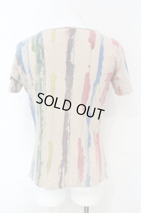 画像2: ヴィヴィアンウエストウッド MAN 中古 / Paint Stlipe　Tシャツ 44 ブラウン  O-25-06-08-008-ts-YM-OS (2)