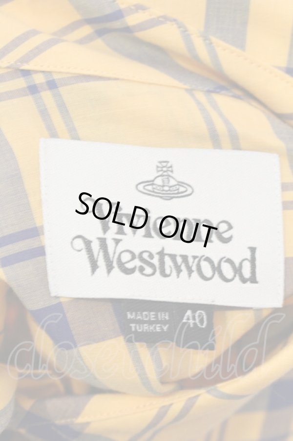 画像4: ヴィヴィアンウエストウッド 中古 / ロングスリーブチェックシャツ 40 オレンジ  O-25-06-08-012-bl-IG-OS (4)