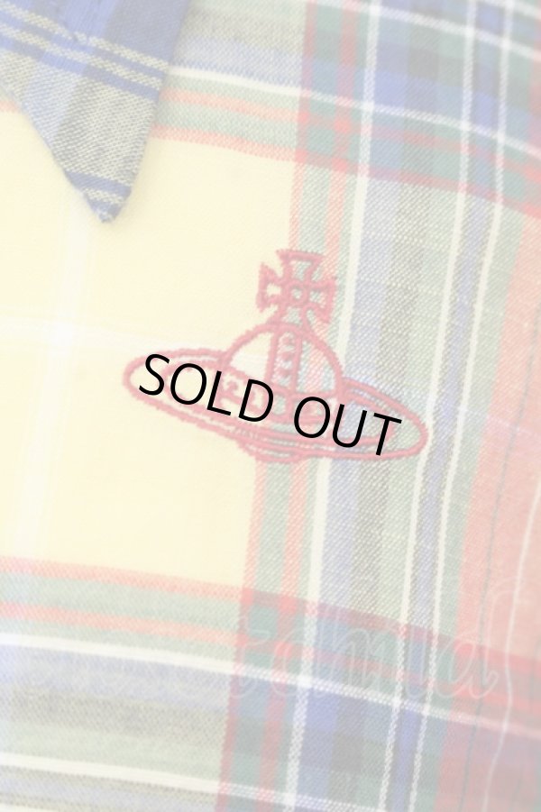 画像2: ヴィヴィアンウエストウッド 中古 / チェックブロッキングシャツ 00 イエローxブルー  O-25-06-08-015-bl-YM-OS (2)