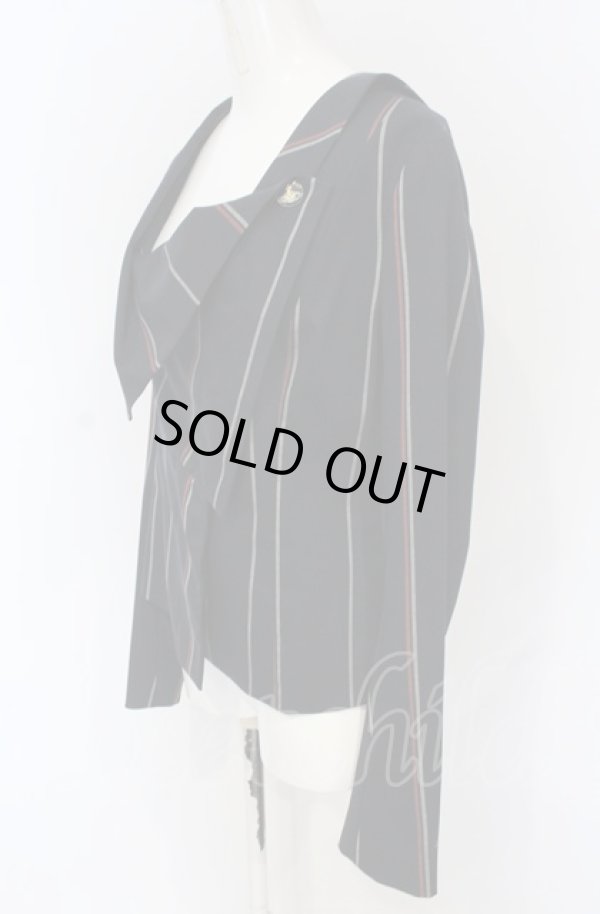 画像2: ヴィヴィアンウエストウッド 中古 / ストライプセーラージャケット 40 ネイビー  O-25-06-15-030-jc-YM-ZH (2)