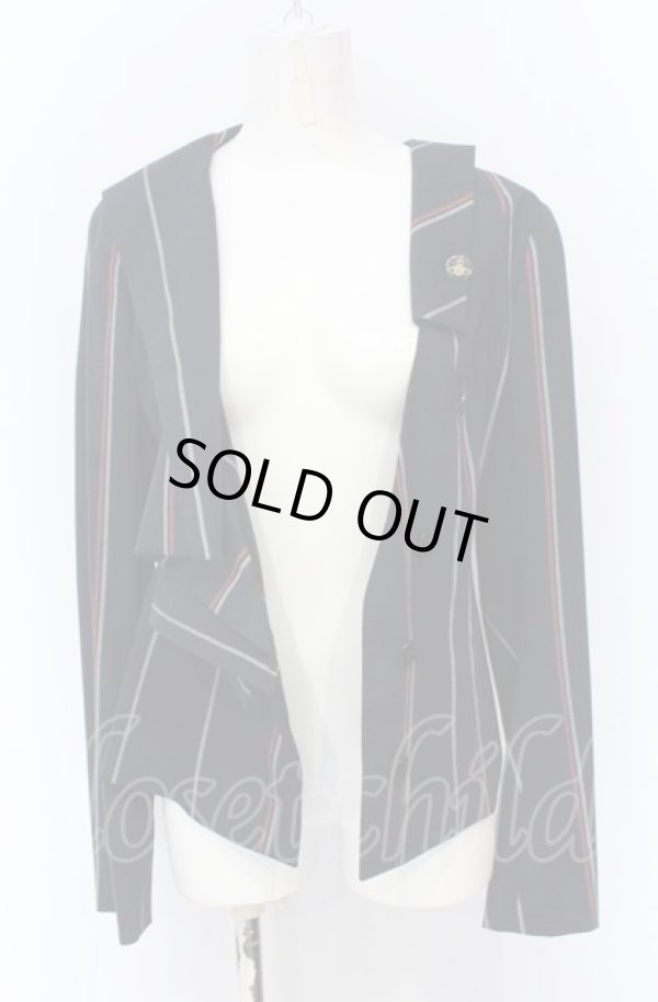 画像4: ヴィヴィアンウエストウッド 中古 / ストライプセーラージャケット 40 ネイビー  O-25-06-15-030-jc-YM-ZH (4)