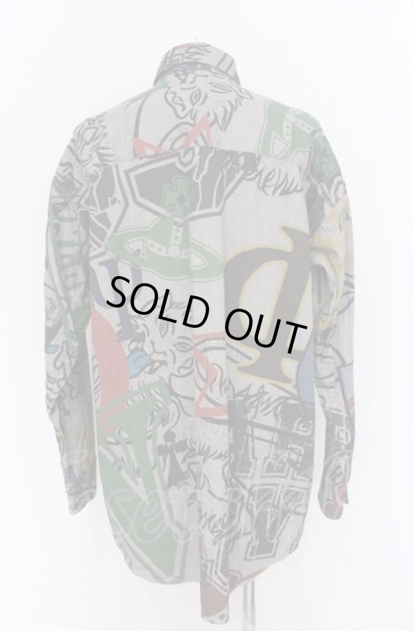 画像4: ヴィヴィアンウエストウッド MAN 中古 / FRAT HOUSE ビッグ クラシックシャツ  グレー×マルチ  O-25-06-15-003-bl-IG-ZH (4)