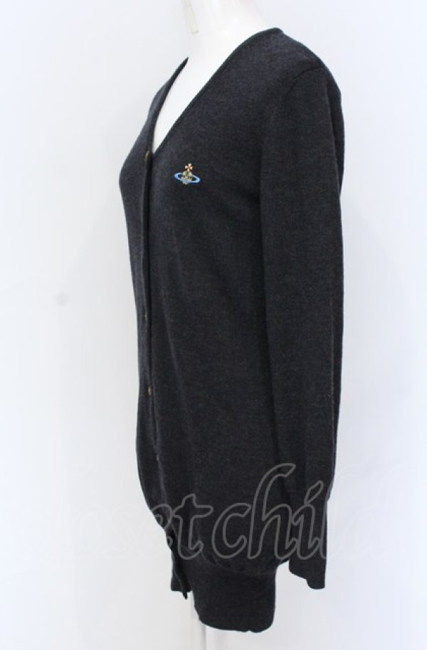画像2: ヴィヴィアンウエストウッド 中古 / カラーオーブ刺繍カーディガン S ダークグレー  O-25-06-15-035-to-YM-OS (2)