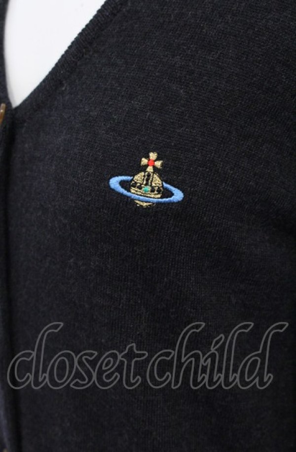 画像3: ヴィヴィアンウエストウッド 中古 / カラーオーブ刺繍カーディガン S ダークグレー  O-25-06-15-035-to-YM-OS (3)