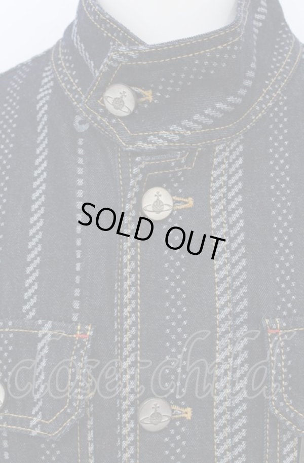 画像2: ヴィヴィアンウエストウッド 中古 / STRIPPED CASUAL デニムジャケット S インディゴ  O-25-06-15-001-co-YM-ZH (2)