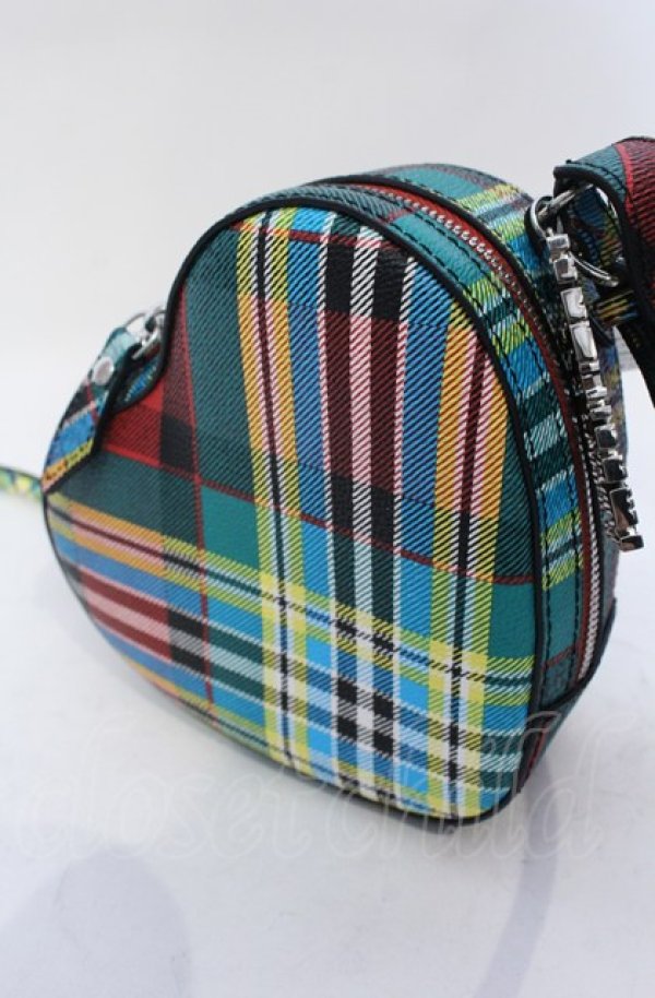 画像3: ANGLOMANIA 中古 / UKA TARTAN ハート型ショルダーバッグ  グリーン  O-25-06-15-041-ba-IG-ZH (3)