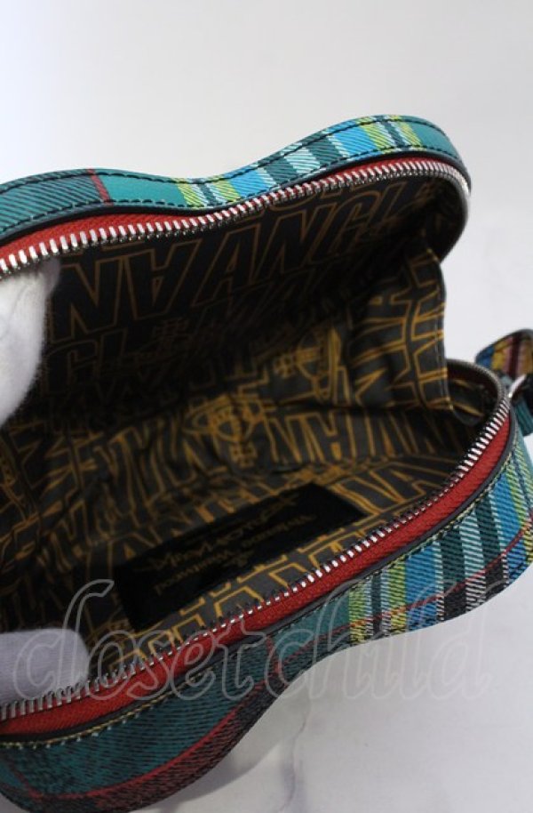 画像4: ANGLOMANIA 中古 / UKA TARTAN ハート型ショルダーバッグ  グリーン  O-25-06-15-041-ba-IG-ZH (4)